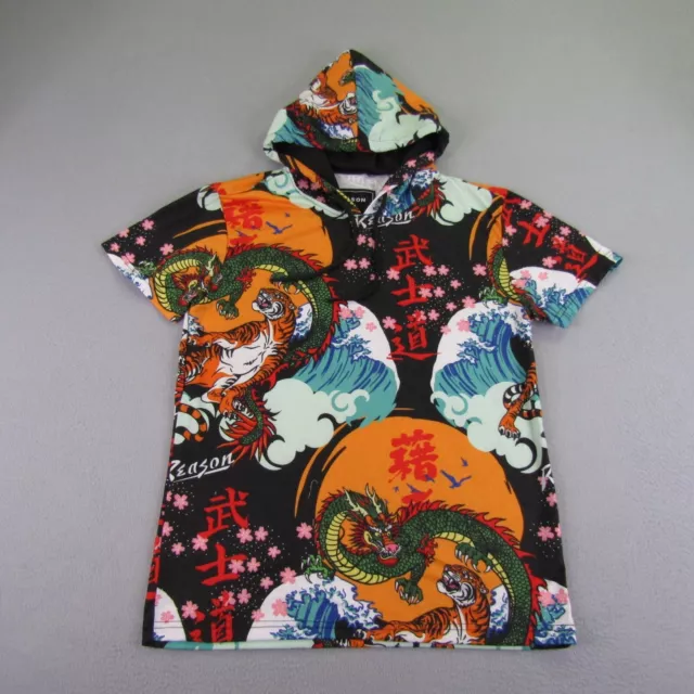 Reason Hoodie Mens Medium All Over Print Tiger Dragon Short Sleeve Tee Pullover