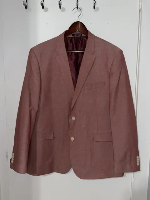 Tommy Hilfiger Mens Blazer Red Cotton 2 Button Lined Suit Jacket Sport Coat R46