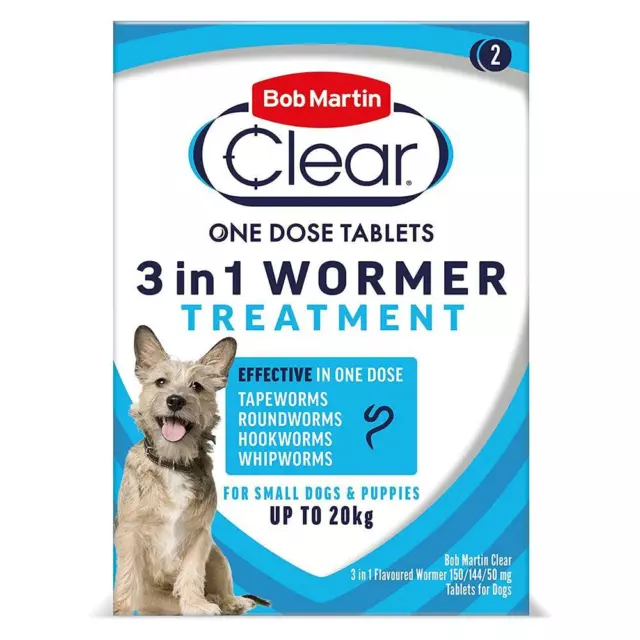 Bob Martin Clear 3 In 1 Wormer Tablets Small & Large Dog Puppy Worming Treatment