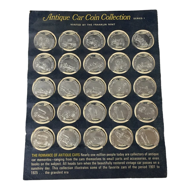 ANTIQUE CAR COIN Collection Franklin Mint Series 1 Years 1901 - 1925
