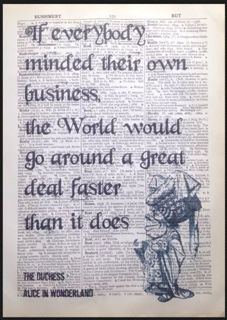 Alice In Wonderland Quote Vintage Dictionary Page Print Wall Art Picture Duchess