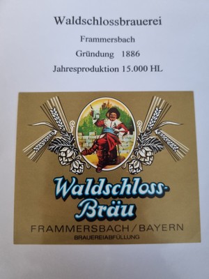 ALT BIERETIKETTEN SAMMLUNG Waldschloss Brauerei Bräu Bier Frammersbach
