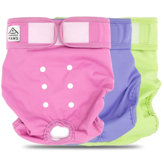 Reusable & Washable Dog Diapers (3 Pack) - for Female Dogs - Heat Incontinence