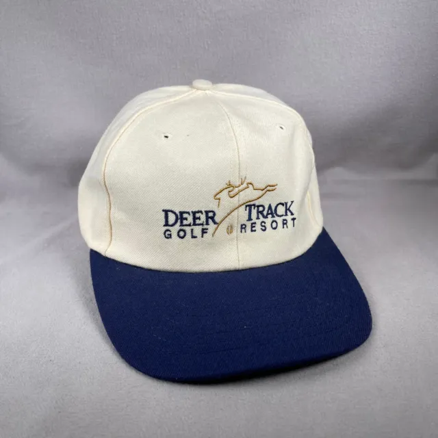 Vintage Texace Hat Mens One Size White Strapback Cap USA Made Deer Track Golf