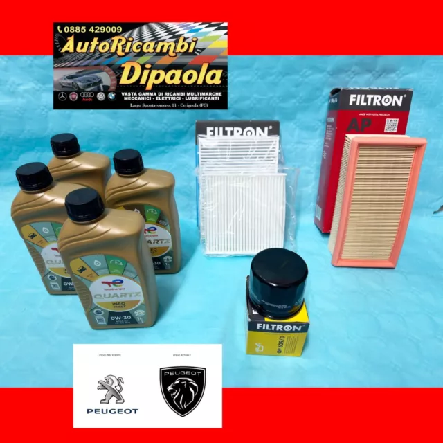 Kit Tagliando Citroen C3 Ii Iii Peugeot 208 2008 1.2 Benzina Gpl 60Kw Total 0W30