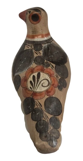 Mexican Pottery Tonala Bird Dove Partridge Colorful Hand Painted Folk Art