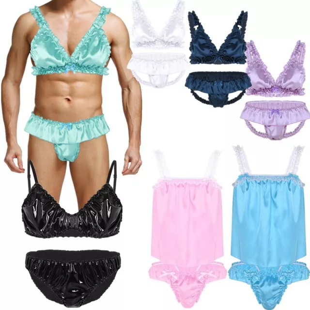 2PCS MENS SISSY Pouch Panties Bra Tops Ladyboy Underwear Crossdress Bikini  Set £11.22 - PicClick UK
