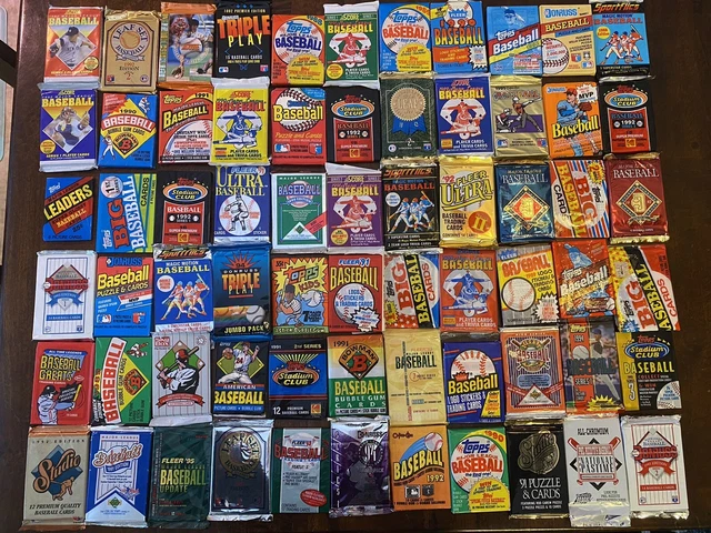 Huge Lot of 55 Unopened Old Vintage MLB Baseball Cards in Wax Packs. 55 Cards