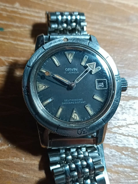 Cadran De Montre CRC 860 Vintage Skin Diver - Noir Mat 27,9 Mm - Laiton - Neuf Ancien Stock