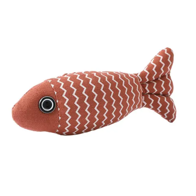Artificial Plush Fish Toy Interactive Training Catnip Toy Cat Supplies (Coffee)