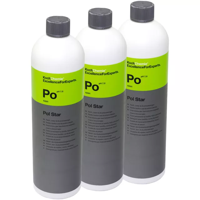3x 1 Litre Koch Chemie Polo Pôle Étoile Tissu & Sellerie Alcantara Nettoyage