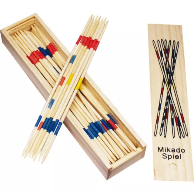 Mikado Spiel in Holzschachtel Mikadostäbe Gesellschaftsspiel Geschicklichkeit