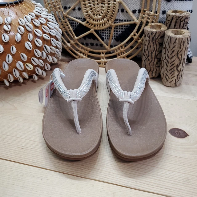 Fitflop Crystal Swirl Flip-Flop Sandals Suede Rhinestones Comfort Women's Sz 11 2