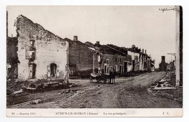 AUDUN LE ROMAN Meurthe et moselle CPA 54 attelage dans la rue principale ruines