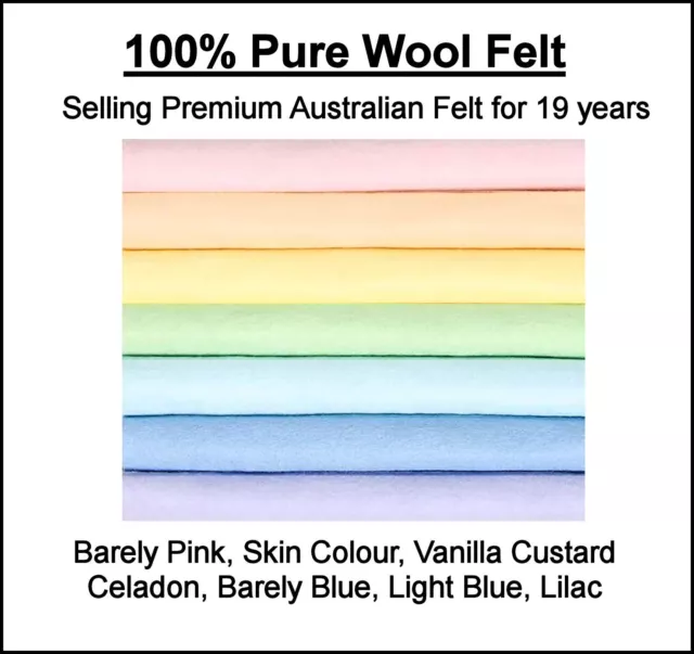 100% Merino Wool Felt Premium Australian Felt - Pastel Felt- Australian Supplier