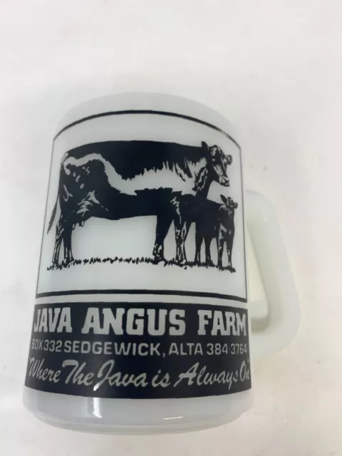 Federal Glass D handle white milkglass Java Angus Farms Alberta Ad Vintage