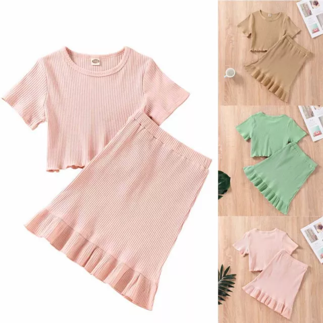 Toddler Baby Kids Girls Clothes Ruffle Short Tops Skirt Dress Summer Outfits
