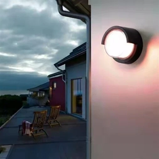Applique esterno a parete led 15w lampada luce bianca moderno IP65 nera rotondo