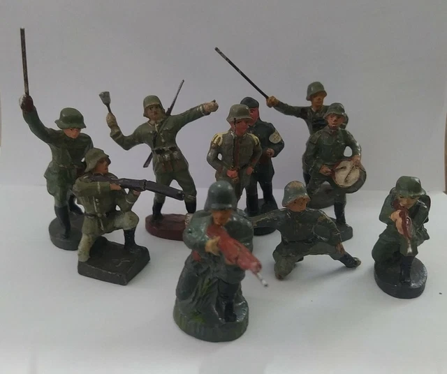 LOT RARE FIGURINES VINTAGE SOLDATS / OFFICIERS WW2 SOLDAT ALLEMAND WWII