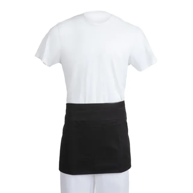 Whites Chefs Clothing Short Bistro Apron in Black - Polycotton - 373L x 750W mm