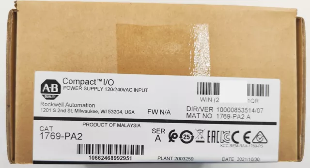 Allen-Bradley 1769-PA2 CompactLogix AC Power Supply Factory Sealed NEW  #Z