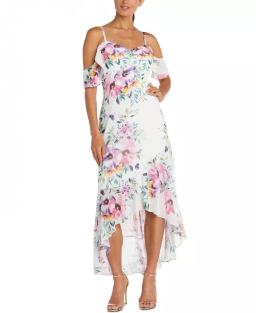 New $119 Night Way Women's Hi-Low Cold Shoulder Floral Sleeveless Dress A2686