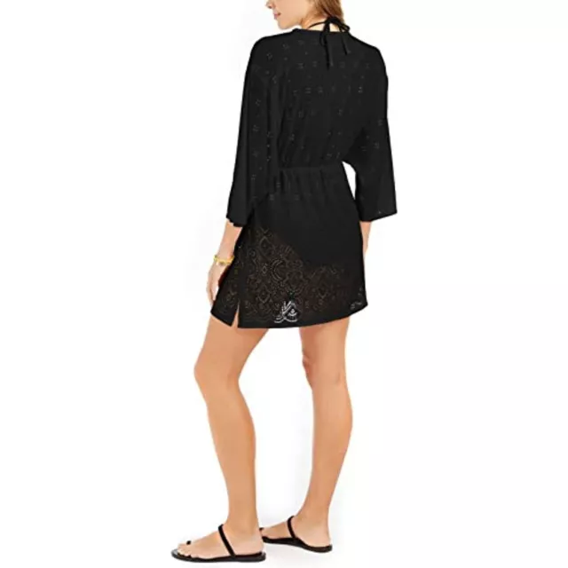 DOTTI Swim Cover Up Crochet Tunic V Neck Black Size Small $54 - NWT 2