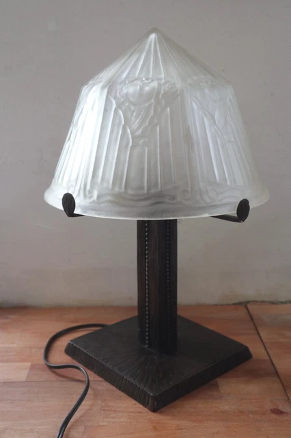Lampe champignon en fer forgé verre moulé