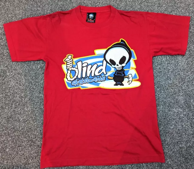 Vintage 90s Blind Skateboards Reaper T-Shirt - Red Medium