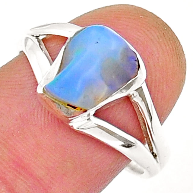HANDMADE 4.23cts Solitaire Natural Ethiopian Opal Fancy Ring Size 8 Y14474