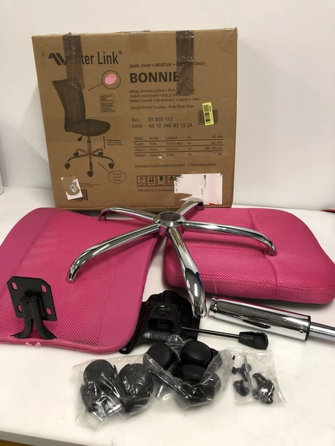 Inter Link Bürostuhl mit Rollen aus Kunstleder und Polyester, 43x88x56 cm - Rosa