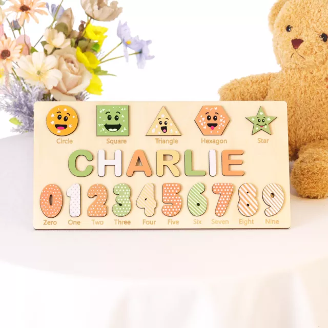 Personalized Name Letter Puzzle Wooden Toys Boys Girls Kids Baby Learning Jigsaw