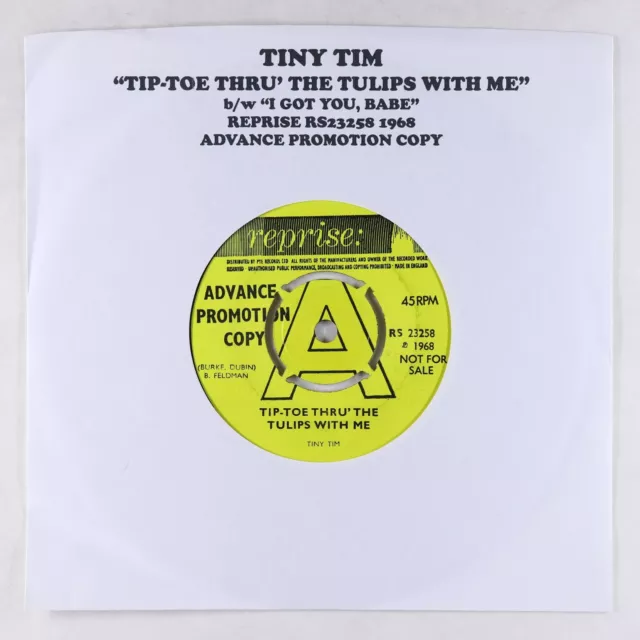 Folk Pop Novelty 45 - Tiny Tim - Tip-Toe Thru The Tulips - Reprise UK VG+ promo!