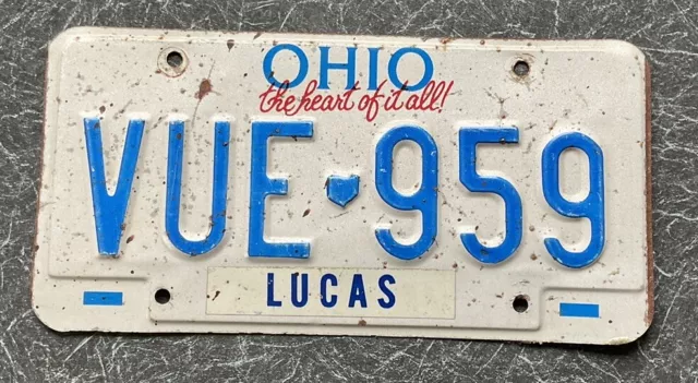 Original Ohio USA Number / License Plate VUE 959 - LUCAS - Genuine American Tag