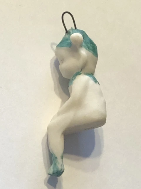 Dollhouse Miniature Bisque Pixie Doll Shelf Sitter Ornament Charm Green Hat Shoe 3