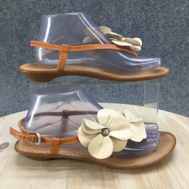 Born Sandals Womens 8M Flower Thong Slingback Tan Leather Toe-Post Casual Buckle