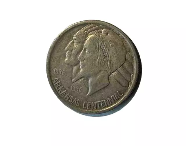 1936 Arkansas Centennial Commemorative $ 1/2 Half Dollar Coin