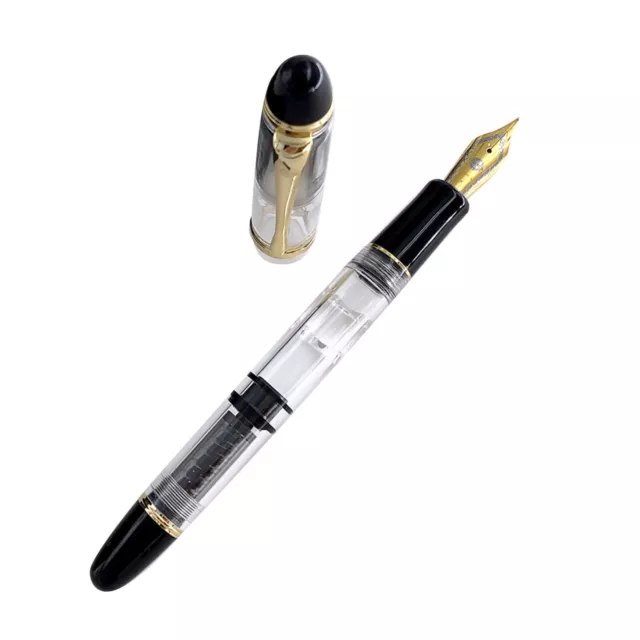 Wing Sung 699 Acrylic Piston Fountain Pen Golden Clip 0.38/0.7mm EF/M Nib Gift S