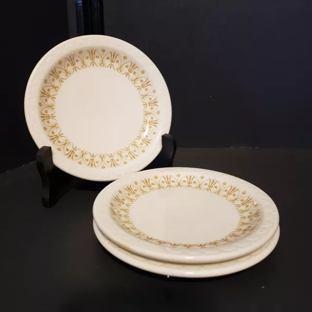 3 SYRACUSE China Econo Rim Restaurant Ware Gold Flower Spike pattern 5.5" Plates