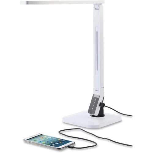 Lorell Smart LED Desk Lamp, 2.0 USB Outlet, White, 1 Each (LLR99773)