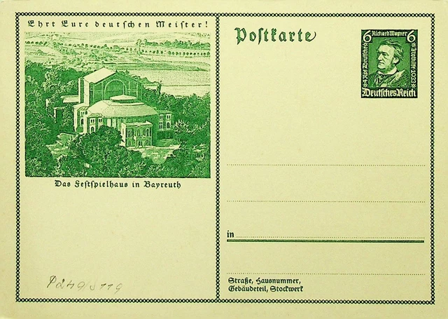 Deutschland Festival House IN Bayreuth Illustrated Fein Unbenutzt 6pf Postkarte
