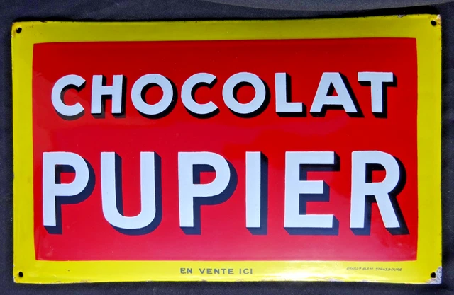 Plaque chocolat Pupier émaillée - Objets émaillés/Plaques émaillées