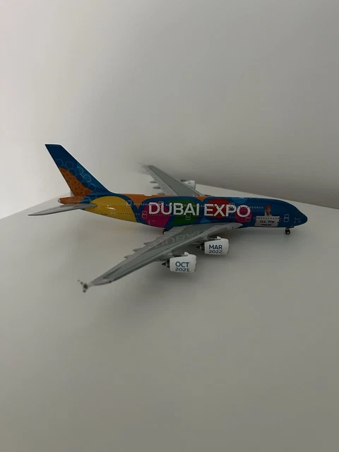 Maquette Airbus A380 Dubai Expo – 1/400 – 30 Cm – Résine – Collectionneur – Cadeau