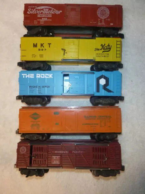 American Flyer 2 box cars 1 937 MKT reefer 1 24403 reefer 942 box car