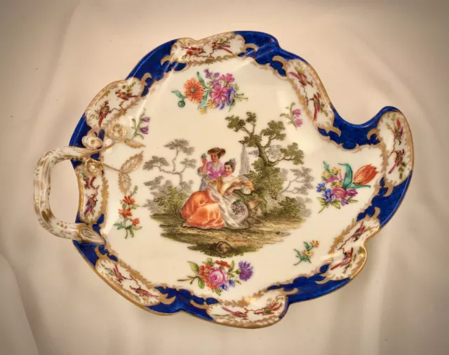 Antique Wolfsohn Dresden Leaf Dish, Meissen Style