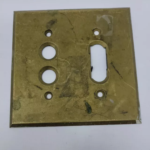 Vintage Brass Light Cover Double Push Button Damaged