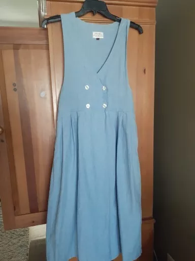 SUSAN BRISTOL Maxi Dress Womens Size 4 Vintage Blue Chambray Sleeveless