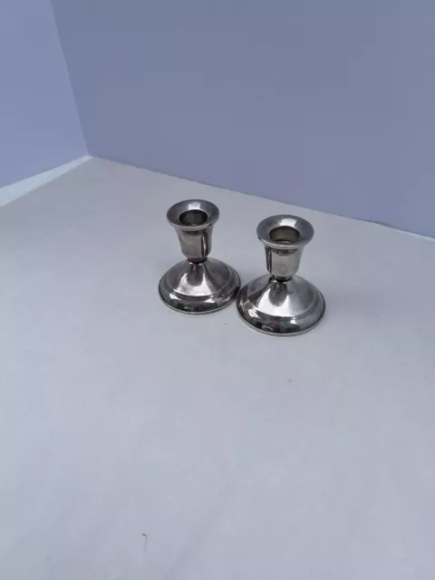 VINTAGE SET OF 2 STERLING SILVER CANDLE HOLDERS, Weighted, Duchin Creation.
