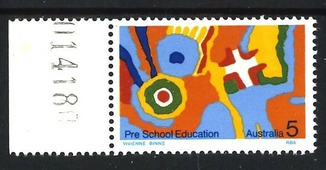 1974 Australian MNH Pre School Education Plate Tab Single 5c Stamp variety issue
