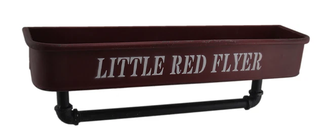 Estante contenedor de metal Little Red Flyer con soporte para toallas de tubería industrial